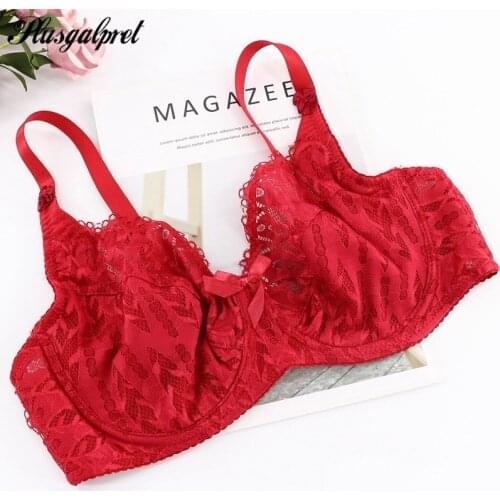 Plusgalpret Floral Lace Bras for Women Adjusted-straps Underwire Unlined Bralette Sexy Lingerie Plus Size Underwear 75D-100E
