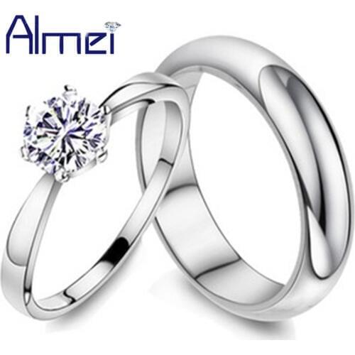 Silver Color Ring Women Couple Rings Zircon Anillos Mujer Wedding Bridal Engagement Jewelry Anel Masculino Bague Femme 2017 J063