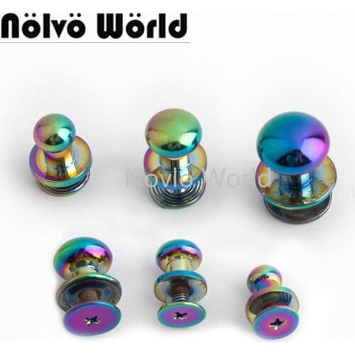 10-50-100pcs 6mm 8mm 10mm Rainbow Stud Chicago screws Round Head Solid Nail Leather Screw Rivet Bag Decoration