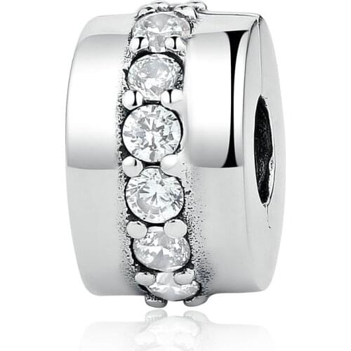 100% Real 925 Sterling Silver Zircon Round Beads Fit Original 3mm Bracelet& Bangle Making Fashion DIY Jewelry For Women