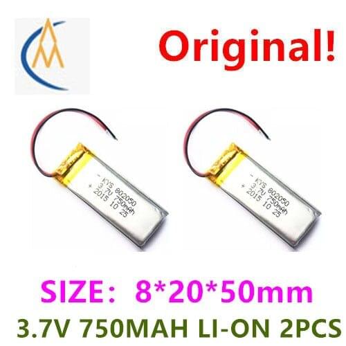 2PCS 3.7V 750mah 800MAH 802048 802050 adult products polymer lithium battery navigator audio toy LED test instrument
