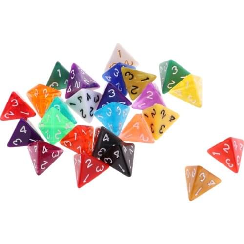 25 Pcs Polyhedral D4 Dice For TRPG Game Random Color
