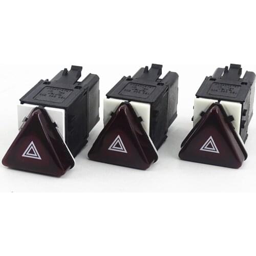 3 Pcs Dark Red Hazard Warning Switch Button Emergency Flash Switch for Jetta Golf MK5 GTI Rabbit 2006-2011 18G953509 18G 953 509