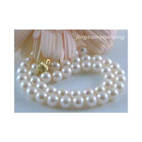 AAA 18" 7.0-7.5mm AKOYA White Pearl Necklace Gold clasp