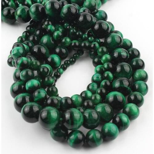 Natural Stone Green Tiger Eye Beads Round Loose Spacer Beads For Jewelry Making DIY Bracelets Earrings 15"Inches 4 6 8 10 12mm