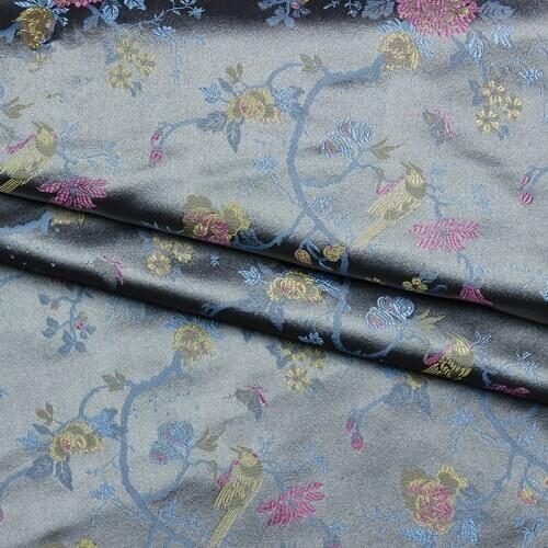CF543 1meter Magpies Grey Jacquard Brocade Fabric Chinese Cheongsam Silk Fabric Pillow Cushion DIY Sew Fabrics Chinese Gift
