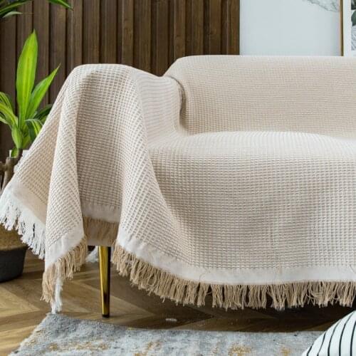 Multi Size Textured Sofa Cover Knitting Travel Camping Car Sleeping Blanket with Tassel Office Nap Women Soft Weave Wrap