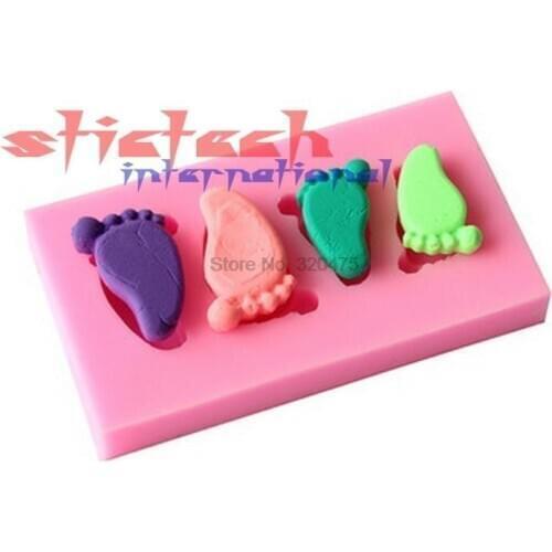 By dhl or ems 500 pieces Wholesale DIY Baby Foot Hape Silicone 3D Mold Cake Decorating Moulds Fondant Soap Mold