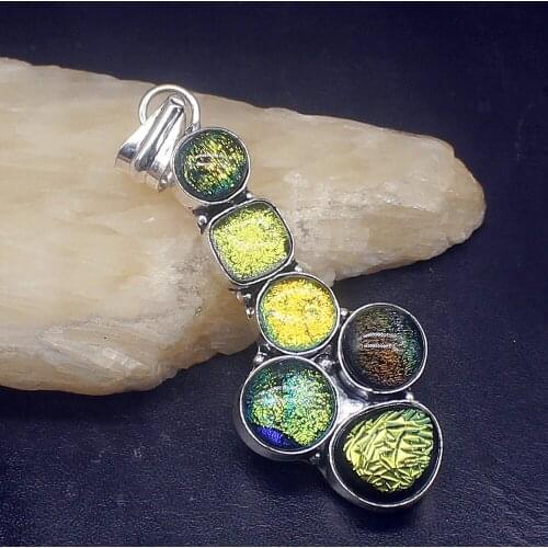 Gemstonefactory Jewelry Big Promotion 925 Silver Dichroic Glass Trendy New Women Ladies Mom Gifts Necklace Pendant 20213536