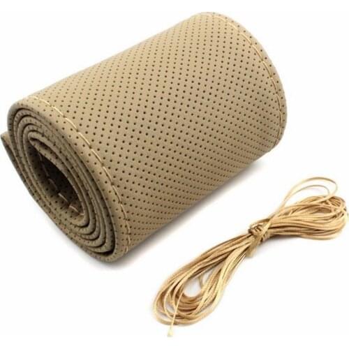 3 Colors DIY Texture Soft Auto Car Steering Wheel Cover With Needles And Thread Artificial Leather Car Styling Covers Suite Hot