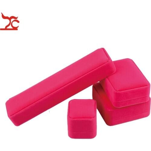 Quality Wedding Jewelry Storage Case Amazing Rose Red Velvet Ring Earrings Necklace Pendant Bracelet Storage Organizer Gift Box