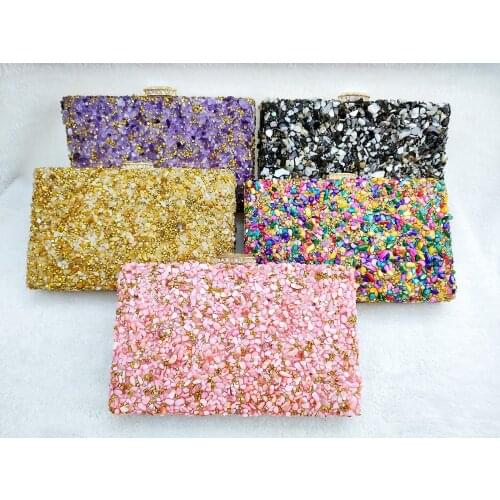 Chaliwini Multicolor stones Clutch Bags Women Party Purse Evening Bags Clultches Formal Party Dinner Rhinestone Handbags Crystal