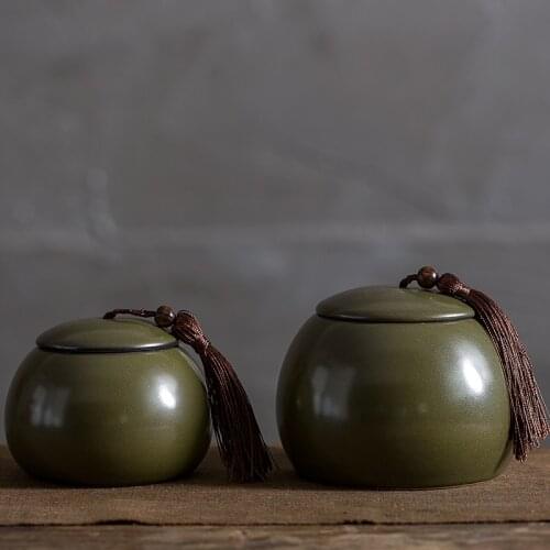 Retro Tea Caddy Ceramics Puer Tea Tea Storage Box Tea Jar Candy Jar Container Storage Box for Home Use Small Storage Chests
