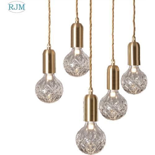 Postmodern Crystal Glass Ball Pendant Lights Creative Gold LED Hanglamp Kitchen Bedroom Lustre Suspension Luminaire Decorative