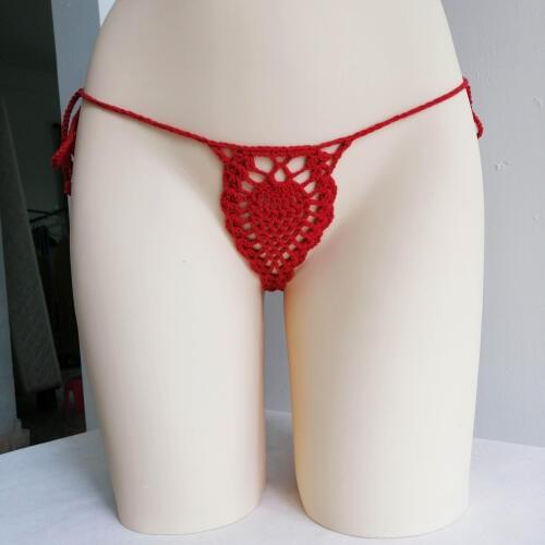 Buy 2 Get 30% Off Womens Thong String Crochet Mini Bikini Micro Swimwear Sunbathing Bikini Bottoms
