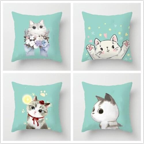Cute Cat Pillowcase Cushion Cover 45*45 Pillow Cover Sofa Car Home Decor Room Decoration
