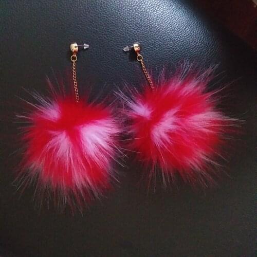 Fashion Pompons Stud Earrings Fake Fur Ball Earrings Women Gold Hooks Drop Earrings Cute Jewelry Party Gifts