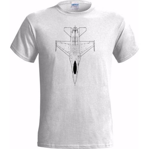 2019 New Print T-Shirt Men Hot F 16 Fighting Falcon Tech Drawing Mens T-Shirt Plane Aircraft Airplane Fighter 3D Printed T-Shirt