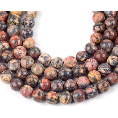 Natural Leopard Skin Stone Round Loose Beads For Jewelry Making 4-12mm Spacer Beads Fit Diy Bracelet Necklace Accessory 15