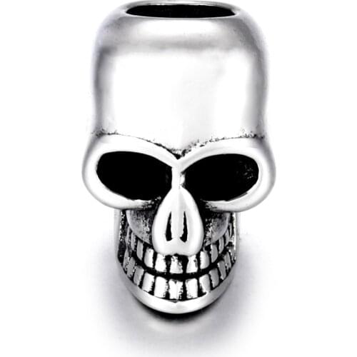 316L Stainless Steel Skull Bead Polished 5mm Large Hole Beads Metal Charms DIY Bracelet Components Jewelry Making Accessories