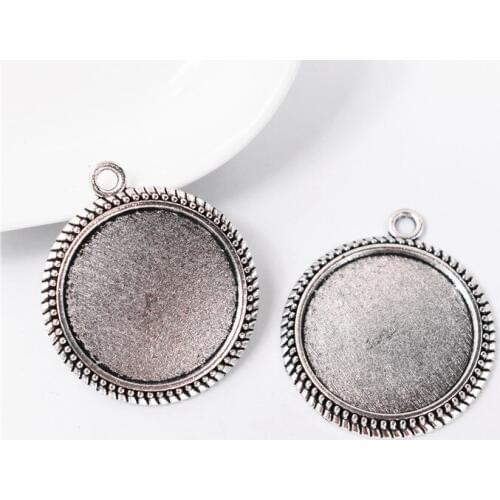 New Fashion 3pcs 25mm Inner Size Antique Silver Plated Classic Style Cabochon Base Setting Findings Connection Base-B2-04