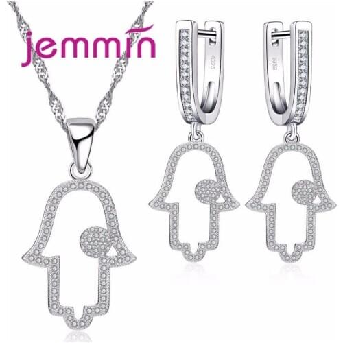 New 925 Sterling Silver Bridal Wedding Jewelry Sets Creative Pendant Necklaces & Earrings Jewelry Set For Women