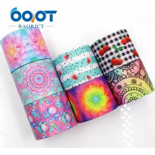 OOOT BAORJCT G-18619-518 38 mm 10 yards Cartoon Colorfu Ribbons Thermal transfer Printed grosgrain Wedding DIY handmade material