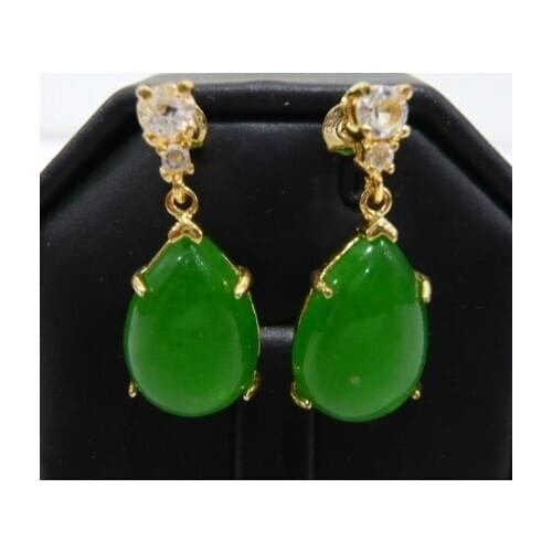 Wholesale latest Jewelry AAA Green Natural jade plated fashion earrings #501