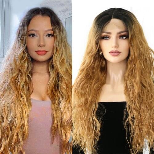 ORIANE Synthetic Hair Lace Front Wigs For Women 26inch Kinky Curly High Temperature Wigs Blonde Soft Daily Lolita Cosplay Wigs