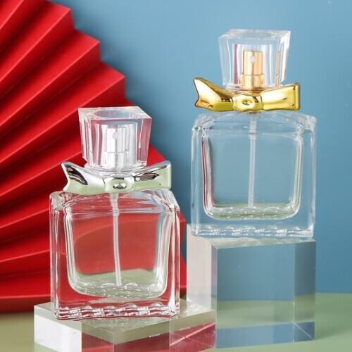 1Pcs 30Ml Empty Perfume Spray Bottle Square Clear Glass Travel Portable Refillable Cosmetic Container JXCAIH