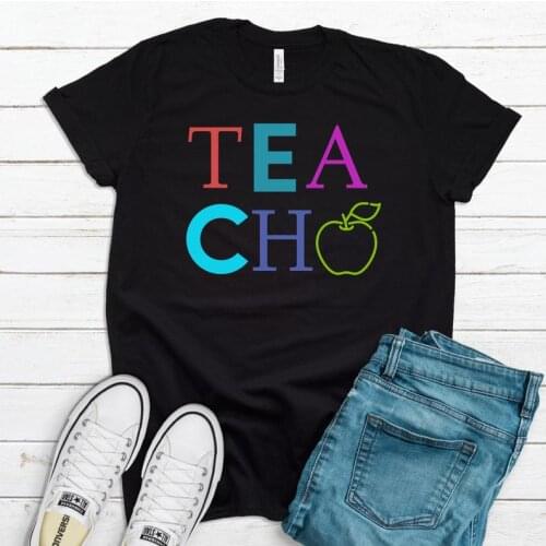 Teacher Teach Shirt Cute for Teachers Gifts Elementary School Fashion 100%Cotton O Neck Female Clothing Plus Size Casual Shirts