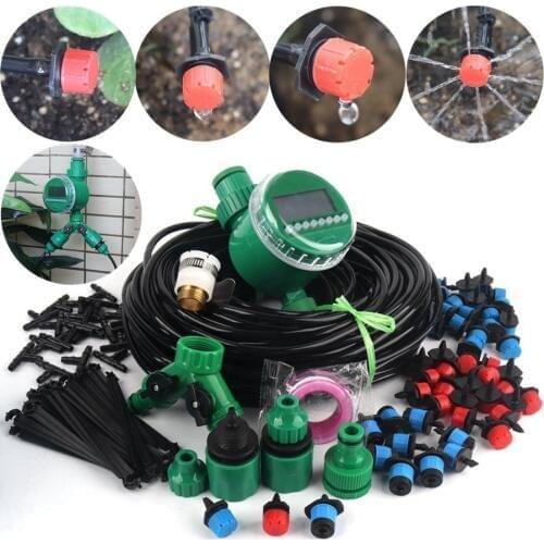 8~40m DIY Timer Control Drip Irrigation System Automatic Watering Kit Adjustable Drippers Home Garden Flower Watering System