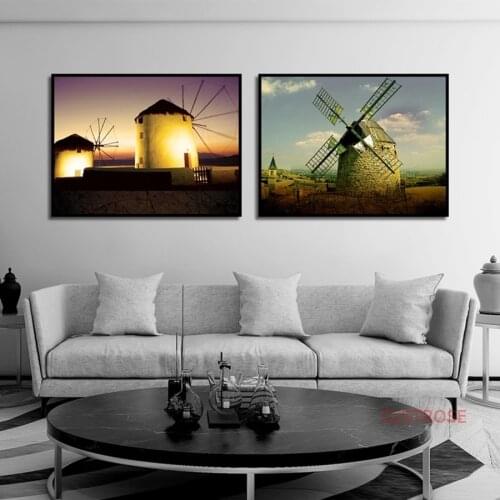 Nordic Windmill Landscape Decoration Posters Hd Printed Spray Canvas Painting Wall Art Pictures For Living Room Home Decor