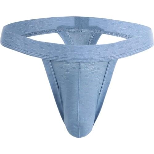 Men Solid G Strings Thong Underwear Ice Silk Sexy Gay Sissy Tanga Hombre Jockstrap Penise Bag Breathable Thin Men Underwear