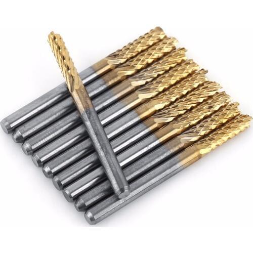 10 Pcs/set Drill Bit Milling Cutter 3.175mm Carbide End Mill 1/8" Shank Coated CNC PCB Engraving Bit Drill Bit Set 2019