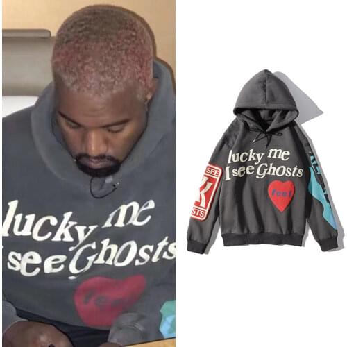 Kanye West Hooded Hoodies Streetwear Hip Hop Graffiti Hoodies Men Stranger Things Vintage Plus Velvet Pullover Sweatshirt Women