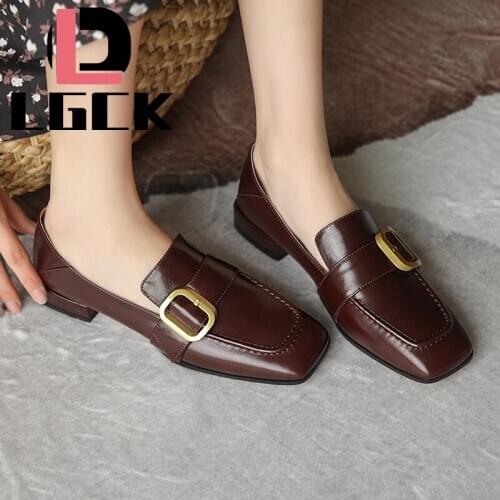 Plus Size 34-41 Fashion Women Pumps Shoes Spring Autumn Genuine Leather Casual Single Footwear Round Toe Slip on Shoes New Brand