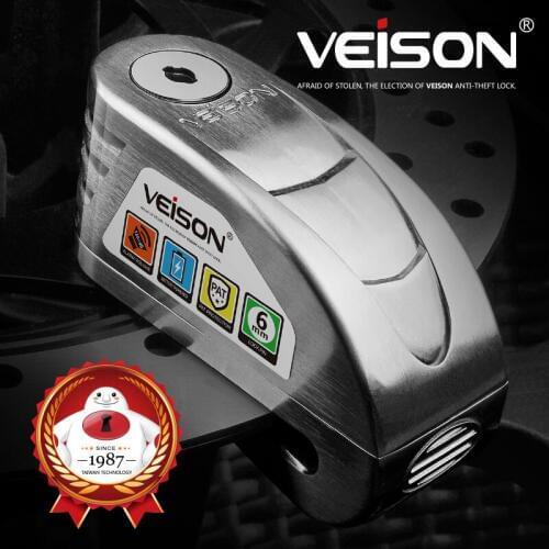 VEISON Motorcycle Waterproof Alarm Lock Bike Steelmate Disc Lock Warning Security Anti theft Brake Rotor Padlock Alarma Moto