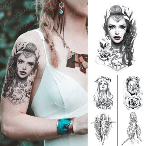 Waterproof Temporary Tattoo Sticker Gypsy Divination Girl Flash Tattoos Beauty Portrait Angel Body Art Arm Fake Tatoo Women Men