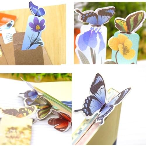 5pcs/Set Butterfly Style Bookmark Book Marker Paper 3D Stereo Butterfly Bookmarks for Kids Student School Supplies