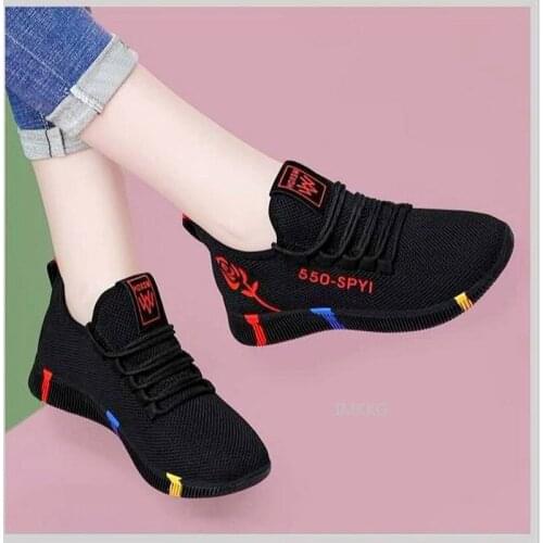 2021 Spring Women Vulcanized Shoes Woman Breathable Mesh Platform Black Soft Soled Casual Shoes Walking Sneakers