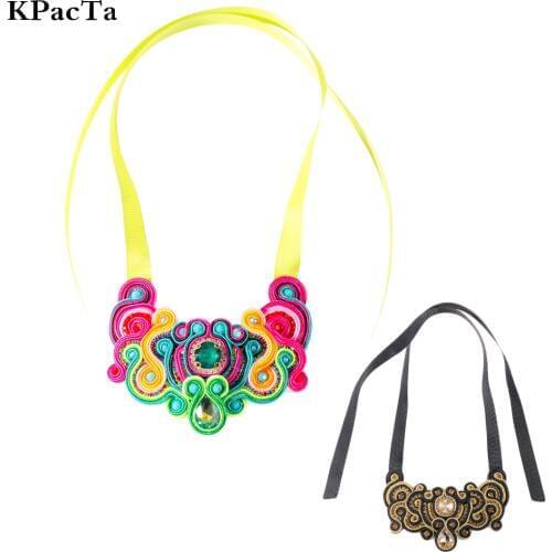 KPacT New Soutache Handmade Fashion Necklaces Ethnic Jewelry Women Crystal Decoration Pendant Necklace Party Gifts collar mujer