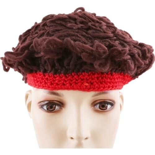 Winter Thick Warm Wigs Hat Cute Kids' Wig Beanie 100% Handmade Crochet Curly Hair Caps Halloween Childrens Day Gift