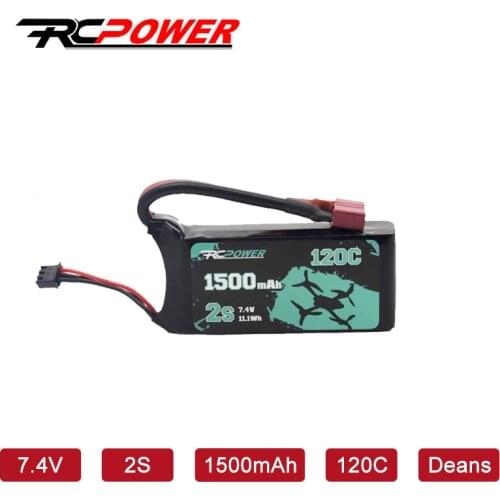 RCPOWER 1/2PCS 7.4V 120C 1500mAh 2S Lipo Battery With T Deans Plug For RC FPV Quadcopter Drone Airplane Helicopter