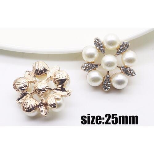 Fashion Hot 10Pcs 25mm diamond Alloy Diy Jewelry Accessories Flat Back Imitation pearls Base Settings Wholesale Handmade Fitting