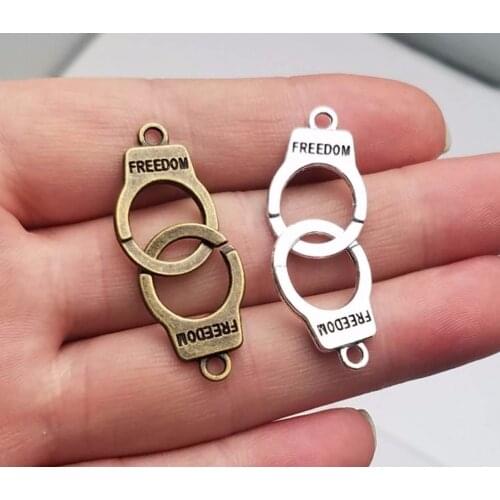 10pcs/lot--40x15mm, Antique silver plated/bronze plated double sided Handcuffs charms,DIY supplies, Jewelry accessories