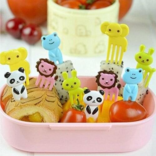 10 Pcs/pack Cartoon Animal Farm Fruit Forks Mini Children Snack Cake Dessert Pick Toothpick Bento Lunches Party Decorations