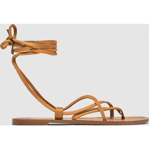 2021 Summer Flats Sandals New Rome Strappy Chic Bohemia Holiday Beach Shoes Woman Ankle Strap Casual Flat Sandalias Flip Flops