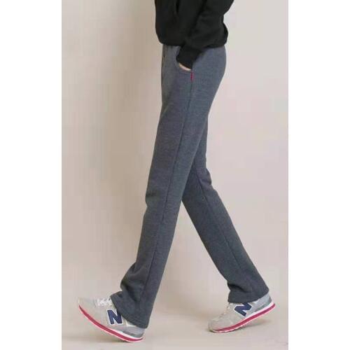 95% Cotton Fall and Winter Plush Thicken Sports Pants Womens High Waist Casual Pants New Loose Straight Pants Female Trousers