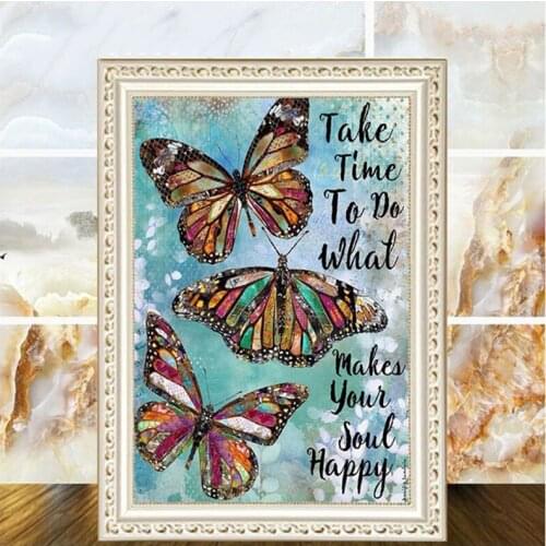 Diamond Painting 5d color butterfly text diamond Embroidery Cross Stitch Animal Farmhouse Home Decor Mosaic Full SquareZP-3095